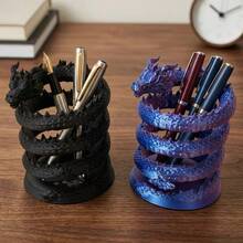 Tempat Pena Naga Cetak 3D, Kotak Penyimpanan Meja Dua Warna Berkilau, Kerajinan Cetak 3D Kreatif, Desain Naga Melingkar 3D - Gradien Biru Ungu, Tahan Lama dan Anti Jatuh, Cocok untuk Meja atau Meja Kantor, Kotak Penyimpanan Pena Ballpoint - naga - View 1