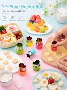 Stainless Steel Vegetable Cutter, Durable Food Cutting Tool Set, Suitable For Fruits, Cookies, Cakes And Vegetables, DIY Baking Cookie Molds, Creative Kitchen Tools, Suitable For Meal Preparation, Pastries, Bento, Party Snacks And Food Decoration - Multicolor - View 5