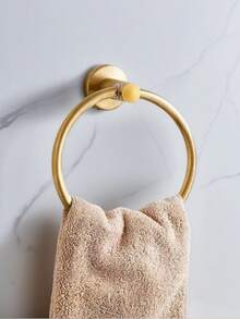 Bathroom Storage Hanging Set, Includes Towel Bar, Towel Ring, Stainless Steel Toilet Paper Holder, Multi-Function Hook And Multi-Purpose Hanging Bar, 1pc - Gold - View 5