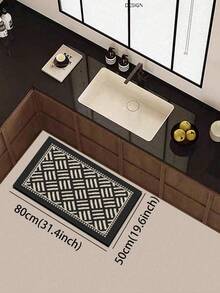 1pc Vintage Geometric Woven Pattern 3.5mm Cut Absorbent Small Rug, Wear-Resistant Kitchen Mat Suitable For Living Room, Laundry Room, Entryway, Indoor Decor - View 7