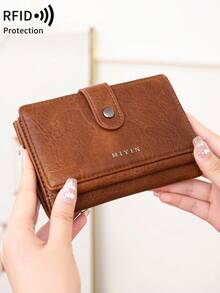 FOREVER MIYIN Solid Color RFID Bifold Wallets For Women, Minimal Hand Clutch Coin Purse Snap Multi Card Zipper Document Purse Daily Casual Essentials - Multicolor - View 4