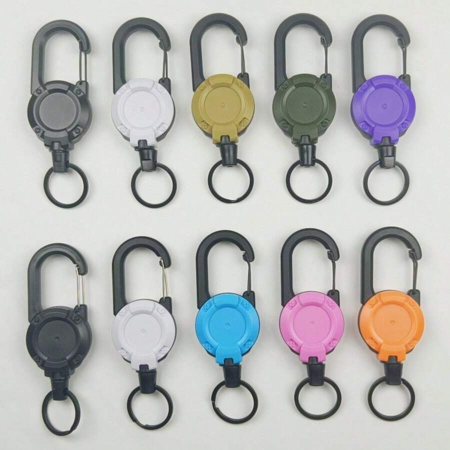 Retractable Steel Wire Multi-Function Keychain, Unisex, With High Rebound Automatic Retraction Anti-Loss Clip, Convenient For Carrying Various Small Essentials - Multicolor - View 1