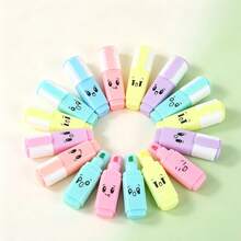 18pcs/6pcs Cute Expression Fluorescent Markers, Multicolor Highlighters For Office And Study - Sets - View 1