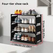 1pc Multi-Layer Plastic Shoe Rack, Freestanding Shoe Storage Rack, Easy To Assemble, Large Capacity, Suitable For Entryway, Hallway, Bedroom, Bathroom, Living Room - Black - View 4