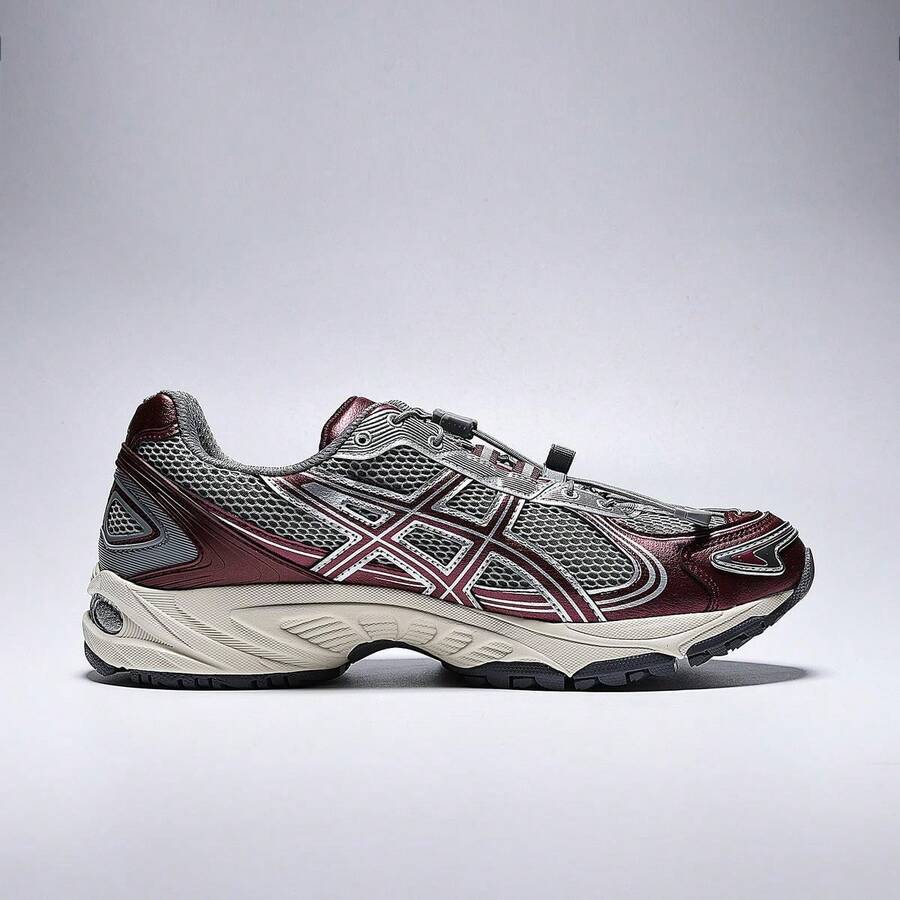 Asics Women Casual Athletic Shoes - 灰色/酒紅色 - 查看 1