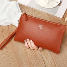 Women's Long Leather Zipper Minimalist Large Capacity Clutch Handbag, Slim Phone Wallet, Long Coin Purse - Multicolor - View 10