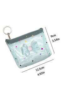 DIY Bowknot Accessories, Heart Print See-Through Coin Purse, See-Through Mesh Zipper Bag, Girls Teens Women Mini Small Wallet, Cute Sweet Cool Y2K Style Coin Purse, See-Through Card Holder Key Lipstick Earphone Jewelry Storage Bag, Handbag Inner Organizer Compartment, School Travel Daily Carry Bag, Fashion Accessories, Party Gift Promotional Giveaway Gift Choice - Multicolor - View 9