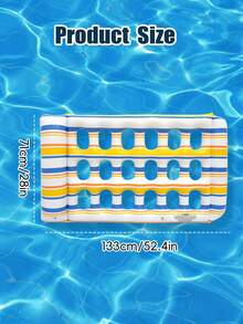 Multi-Color Striped Hollow Inflatable Pool Float Mat, Durable PVC Water Floating Lounge Chair Raft, Portable Foldable Adult Water Bed, Suitable For Beach, Swimming Pool, Sunbathing, Relaxation, Vacation, Travel - 彩色 - 查看 4