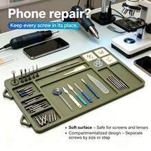Heavy-Duty Magnetic Work Mat And Multi-Slot Tool Organizer Tray - Army Green [Short Style] Regular Fit - View 2