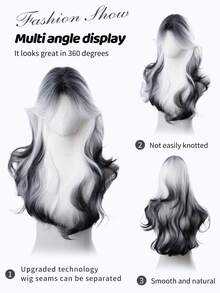 alicegarden 26 Inch Long Synthetic Wavy Curly Hair, Stunning Multicolor, Middle Part Design, Natural And Durable Wig Gift Suitable For Women's Daily, Party, Cosplay Use - Multicolor - View 4
