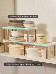 1 paquete Estante de almacenamiento retráctil para cocina, estante de almacenamiento desmontable y expandible, organizador multifuncional debajo del fregadero, divisor de gabinete, estante de almacenamiento para armario, estante de baño, estante ajustable compacto que ahorra espacio, adecuado para cocina, sala de estar, - Multicolor - Ver 4