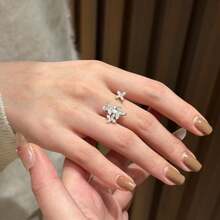 1pc Niche Design Fashion Luxury Exquisite Personalized High-End Minimalist Cubic Zirconia Butterfly Open Ring, Suitable For Women's Daily Wear - Silver - View 9
