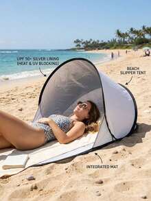 1-Second Quick Setup Beach Sun Shelter Tent, Beach Sun Shelter Tent, Camping Tent, Polyester Material, Suitable For Beach Travel, Camping, Picnic, Outdoor Leisure, Portable UV Protection Sun Shelter Tent, Suitable For Beach Vacation, Fishing, Hiking - Multiple Styles - View 15
