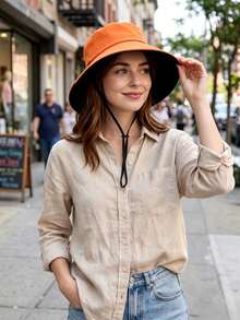 1pc Women's Reversible Minimalist Fashion Bucket Hat For Daily And Outdoor Wear - A - View 9