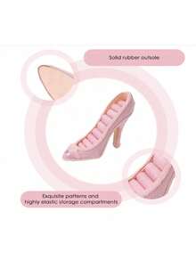 1 Creative High-Heeled Shoe-Shaped Jewelry, Ring Storage Rack Storage Box - Pink - View 4