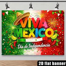 1 pieza Pancarta del Día de la Independencia de México, Decoración de Festividades Mexicanas, Tela de Poliéster, Adecuado para el Día de la Independencia de México, Decoración de Festividades Mexicanas, Fondo de Fotografía, Interior/Exterior, Patio, Pasillo, Decoración de Habitación HMUL - A - Ver 8