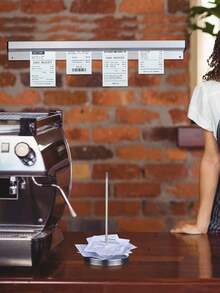 Restaurant Order Ticket Clip Organizer, Adjustable Ticket Holder For Kitchen, Cafe, Fast Food Store, Office Storage & Ticket Management 2-In-1 Space-Saving Design, Compatible With Thermal Paper, Menu, Coupon, Order Slip, Durable Material Compact Clip, Also Works As Ticket Dispenser - A - View 5