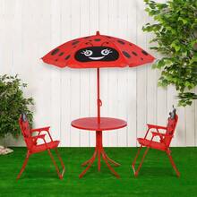 Folding Picnic Table Chair Set W/ Parasol, Red - T0001-01-04587 - View 11