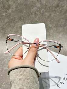 1 pieza Gafas de ojo de gato con strass exquisitas para mujeres, estilo de lujo, efecto adelgazante de rostro, accesorio de estilo callejero - transparente - Ver 2