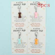 4pcs/8pcs 4 Pastel Dog Bone Enamel Charm Keychain With "A Little Pocket Pup" Cheer-Up Paper Card - Dog Lover Positive Pocket Hug Gift - Multicolor - View 8