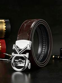 47-Inch Extended Men's PU Faux Leather Automatic Buckle Belt With Crocodile Texture, Suitable For Both Business And Casual Wear, And Can Be Paired With Formal Dress Pants. - Multicolor - View 14