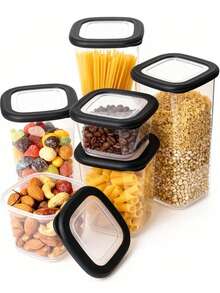 6/24pcs Plastic Food Storage Containers With Lids, Stackable Kitchen Pantry Organizer For Dry Goods, Snacks, Pasta And Meal Prep - Clear - View 10