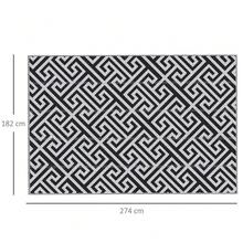 182 X 274 Cm 6x9ft Outdoor Rug Reversible Mat Plastic Straw Rug Portable RV Camping Mat For Garden Deck Picnic Indoor, Black And White - T0001-01-5631 - View 10