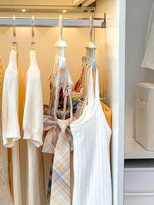 1/2pcs 12-Hook Plastic Hanger, Space-Saving Storage Organizer Rack, Suitable For Storing Bras, Tank Tops, Halter Tops, Ties, Belts, Etc., Saves Closet Space - Multicolor - View 4