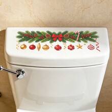 1pc Christmas Fir Pine Branches Sticker For Toilet Decor, Suitable For Bathroom And Toilet Decoration Stickers, PVC Removable Sticker - Christmas Fir Pine Branch - View 7