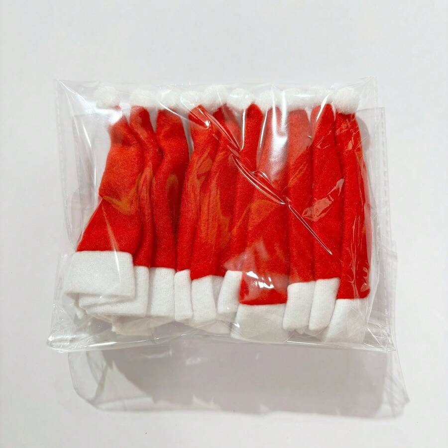 1pc Christmas Decoration, Christmas Hat, Christmas Cutlery Storage Velvet Cap - Multicolor - View 1