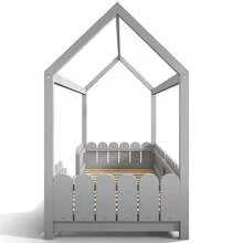 House Bed 90x200 Cm - Versatile Wooden Children's Bed For Boys & Girls - With Safety Rail And Slatted Frame - Grey - View 6