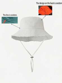 1pc Women's Drawstring Decor Bucket Hat, Adjustable Chin Strap Design, Distressed Effect, Soft Fabric, Sun Protection, Windproof, Fashionable And Versatile, Suitable For Travel, Beach, Vacation And Daily Casual Wear, Elegant And Stylish. - A - View 16