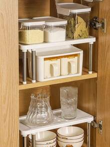1 paquete Estante de almacenamiento retráctil para cocina, estante de almacenamiento desmontable y expandible, organizador multifuncional debajo del fregadero, divisor de gabinete, estante de almacenamiento para armario, estante de baño, estante ajustable compacto que ahorra espacio, adecuado para cocina, sala de estar, - Multicolor - Ver 6
