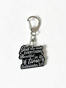1pc/4pcs Acrylic Black And White Keychain, Faith Letters Pendant Keyring, Backpack Accessory, Bag Charms Decoration, Gifts For Friends, Colleagues - Multicolor - View 6