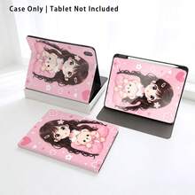 Girl Holding Cute Teddy Bear Pattern Painted Effect Tablet Protective Case, Built-In Pen Slot, With Stand, Suitable For Honor 8/9/10/X8/X8A/X9/X8Pro/X9Pro And Other Models/ MatePad Se 11 Inch/MatePad 11 Inch/11.5 Inch, MatePad Pro/, Apple 10th/11th Gen 2025 (A16), Galaxy Tab A7/A9 And Other Popular Models - Style 19 - View 7