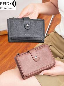 FOREVER MIYIN Solid Color RFID Bifold Wallets For Women, Minimal Hand Clutch Coin Purse Snap Multi Card Zipper Document Purse Daily Casual Essentials - Multicolor - View 10