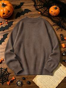 Disney Women's Plus Size Casual Knit-Like Top, Soft And Comfortable Fabric, Suitable For Autumn/Winter Wear, Printed With Halloween Mickey And Minnie Mouse Pattern - Brown - View 2