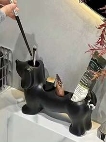 Dachshund Plastic Toothbrush Holder, Cute Multi-Functional Bathroom Storage Rack, Decorative Ceramic Storage Shelf, Suitable For Toothpaste, Electric Toothbrush And Bathroom Accessories - Multicolor - View 6