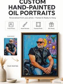 Custom Hand-Painted Oil Painting Portrait From Photo, Handmade Landscape Painting For Living Room, Hallway And Entryway Wall Decor - Multicolor - View 7