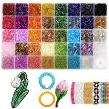 Multicolor Glass Bugle Beads Small Seed Beads Set 40 Compartment Organizer Box Multicolour Loose Beads For DIY Hand Embroidery, Woven Bracelets, Brooch, Jewelry Making Accessories - Multicolor - View 8