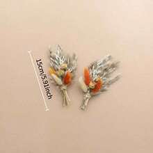 1/3/7/12Pcs Boho Cute Mini Artificial Flower Bouquets, Cake Toppers, Letterbox Gifts & Wedding Bridal Table Decor Wedding Scene Decoration - Orange - View 7