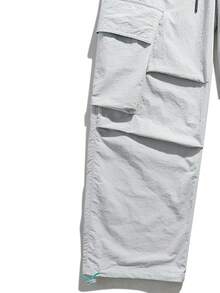 NBCT Women's Casual Commuter Wide Leg Cargo Pants With Contrast Drawstring Detail, 3D Patch Pockets, Minimalist Durable Design For Daily Wear, Hiking And Short Trips - White - View 5