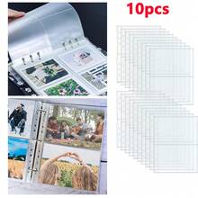 10pcs A7 Size 4/2 Pocket Transparent Plastic Loose-Leaf Protector Sleeves, Reusable, Rectangular Photo Album Inner Pages, Transparent Game Card Protector Sleeves, Suitable For MTG Sports Cards, Trading Game Cards And Baseball Cards, Compatible With 6-Ring Binder - One Size Fits All - View 8