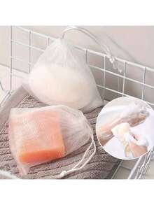 1/5/10pcs Soap Net Bags, Exfoliating Mesh Soap Storage Bags With Drawstring, Easy To Store, Suitable For Bathing & Cleansing, White Soap Bag,Soap Holder. - Multicolor - View 2