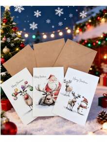 2/12 WhimsyWorks Fun Christmas Cards And Envelopes - Multiple Holiday Designs, Suitable For Family, Friends And Colleagues - Blank Inside, Can Be Filled With Personal Information - Perfect Choice For New Year, Congratulations And Thank You Occasions (1 Random Style) - Greeting Card Style Random - View 7
