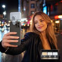 No 015062149-0001 Adjustable Three-Color Square Selfie Light, LED Phone Light With Removable Clip, Suitable For Smartphones, Cameras, Video Conferencing, Live Streaming Lighting, Laptops, Makeup, And Selfies (150mAh) - Fill Light - View 9