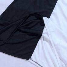 Women Dress Costume Halloween Cosplay Black White Dress Uniform Short Sleeve Outfit With Necklet - Multicolor - View 6