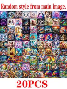10/20/30pcs DIY Diamond Painting Kits, Suitable For Beginners, Small Size Diamond Painting, Full Drill Cartoon Animal & Landscape Pattern, Home Decoration, 20x20cm/8x8inch Random Pattern Displayed In Main Image - 20x20cm/8x8inch - View 11