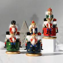 1pc European Style Hand-Painted 23CM Nutcracker Rotating Music Box, Wooden Craft Ornament Home Decor Music Box, Christmas Gift, Christmas Music Box - one-size - View 4