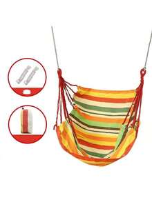 A Hanging Hammock Chair With A Sturdy Design Featuring Multiple Ropes, Comfortable And Durable, Perfect For Outdoor Use, Patios, Bedrooms, Terraces, - Multicolor - View 6